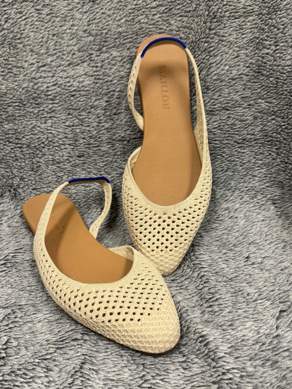 Rothy’s The Almond Slingback Off White Mesh Chic Summer NWOT Retails $139